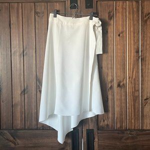 ZARA Asymmetrical White Skirt With Side Buckle